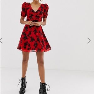 COLLUSION ruched skated dress in floral